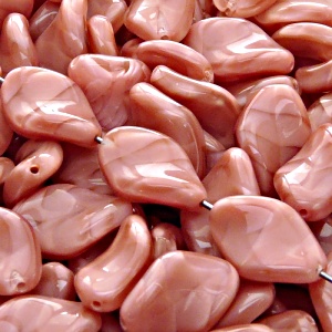 10pcs Czech Pressed Glass Ripple Twisted Flat Oval Beads 19x13mm Pink Striped Moonlight (76027)