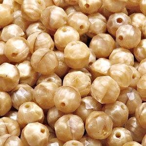 25pcs Czech Fire Polished Faceted Glass Beads Round 8mm Light Brown Striped Moonlight (16016)