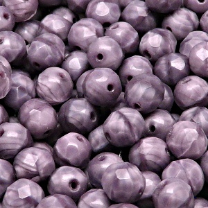 25pcs Czech Fire Polished Faceted Glass Beads Round 8mm Violet Striped Moonlight (26016)