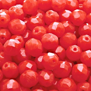 25pcs Czech Fire Polished Faceted Glass Beads Round 8mm Red Striped Moonlight (96026)