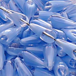 8pcs Czech Pressed Glass Drop Beads 20x9mm Crystal Sapphire Moonlight (36018)