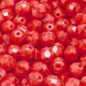25pcs Czech Fire Polished Faceted Glass Beads Round 8mm Red Striped Moonlight (96027)