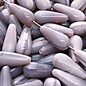 8pcs Czech Pressed Glass Drop Beads 20x9mm Violet Opal (21350)