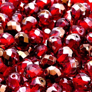 25pcs Czech Fire Polished Faceted Glass Beads Round 8mm Ruby Valentinit