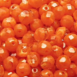 25pcs Czech Fire Polished Faceted Glass Beads Round 8mm Orange Striped Moonlight (96010)