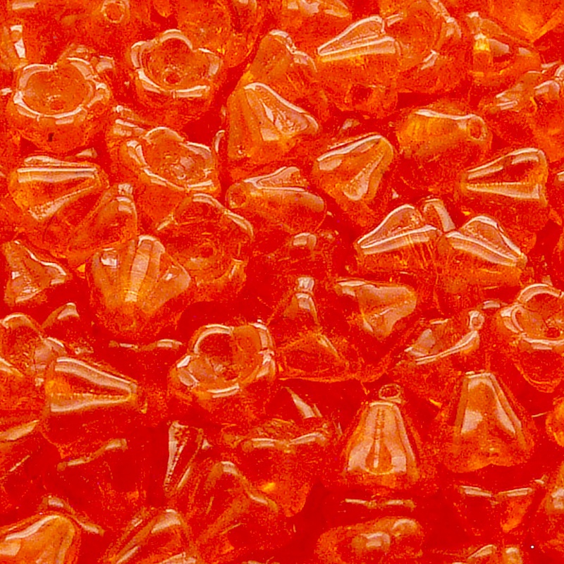 30pcs Czech Pressed Glass Bell Flowers Beads 6x8mm Hyacinth
