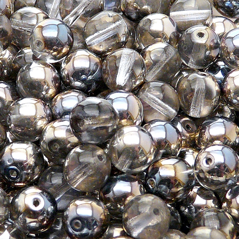 25pcs Czech Pressed Glass Round Beads 8mm Crystal Blue Sky