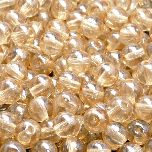 40pcs Czech Pressed Glass Round Beads 7mm Crystal Orange Luster