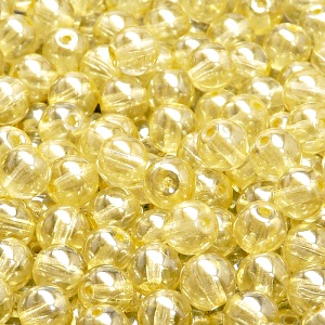 40pcs Czech Pressed Glass Round Beads 7mm Crystal Yellow Luster