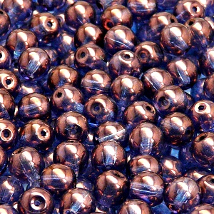 40pcs Czech Pressed Glass Round Beads 7mm Crystal Violet Vega Luster