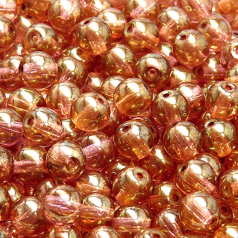 40pcs Czech Pressed Glass Round Beads 7mm Crystal Red Luster