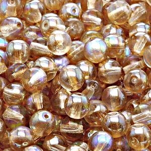 40pcs Czech Pressed Glass Round Beads 7mm Crystal Brown Rainbow