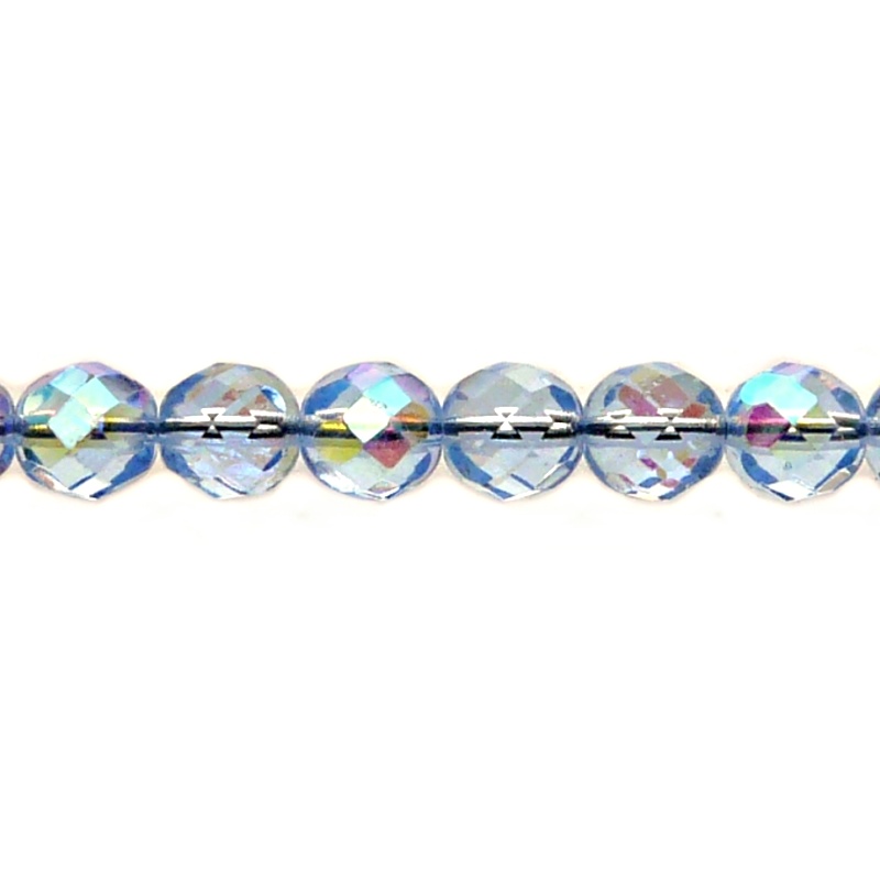 25pcs Czech Fire Polished Faceted Glass Beads Round 8mm Light Sapphire AB