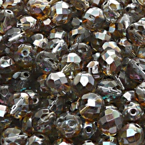 25pcs Czech Fire Polished Faceted Glass Beads Round 8mm Light Sapphire Venus
