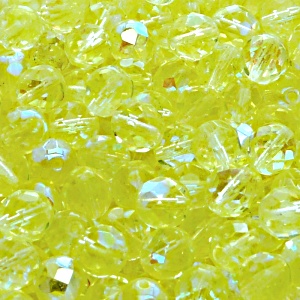 25pcs Czech Fire Polished Faceted Glass Beads Round 8mm Jonquille AB