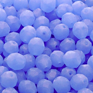 25pcs Czech Fire Polished Faceted Glass Beads Round 8mm Light Sapphire Alabaster Matte