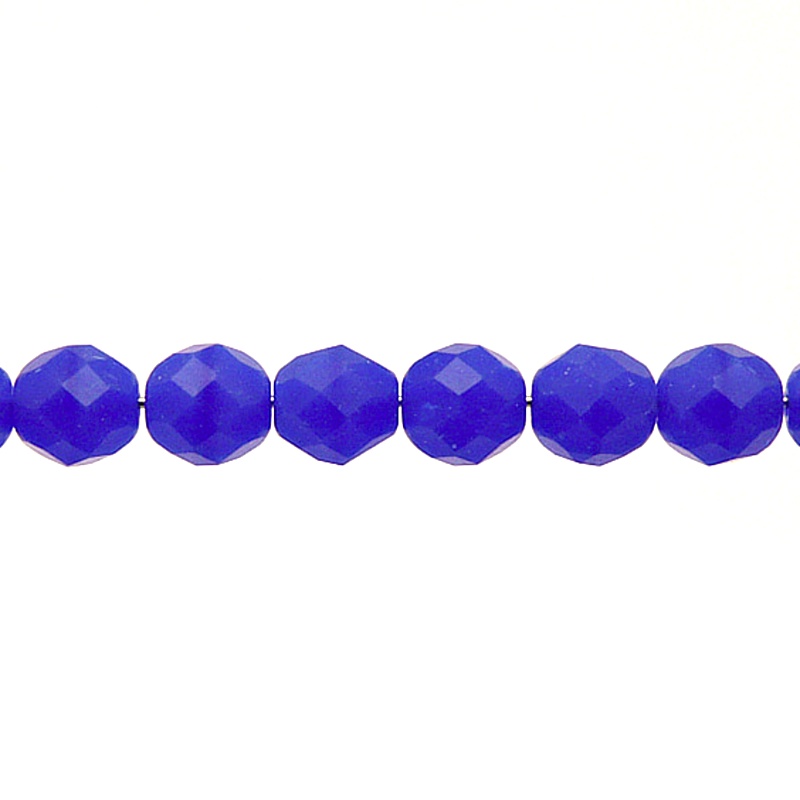 25pcs Czech Fire Polished Faceted Glass Beads Round 8mm Sapphire Alabaster Matte