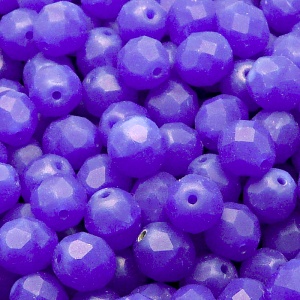 25pcs Czech Fire Polished Faceted Glass Beads Round 8mm Sapphire Alabaster Matte