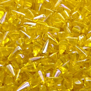 50pcs Czech Pressed Glass Spike Beads 5x8mm Amber AB