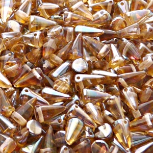 50pcs Czech Pressed Glass Spike Beads 5x8mm Amber Celsian