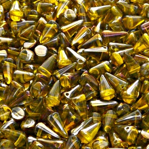 50pcs Czech Pressed Glass Spike Beads 5x8mm Amber Valentinit