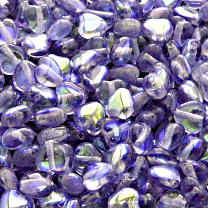 50pcs Czech Pressed Glass Heart Beads 6mm Tanzanite AB