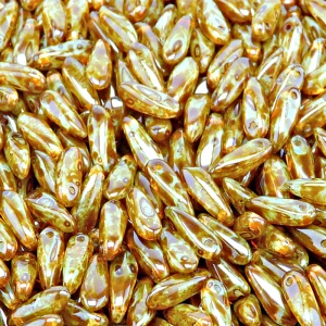 50pcs Czech Pressed Glass Dagger Beads 3x11mm Aqua Opal Travertin