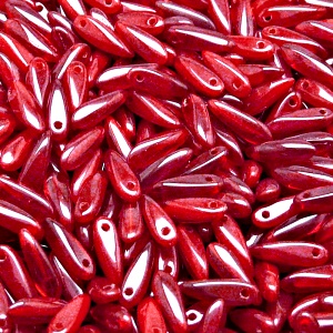 50pcs Czech Pressed Glass Dagger Beads 3x11mm Garnet Opal