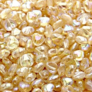 50pcs Czech Pressed Glass Heart Beads 6mm Crystal Yellow Rainbow