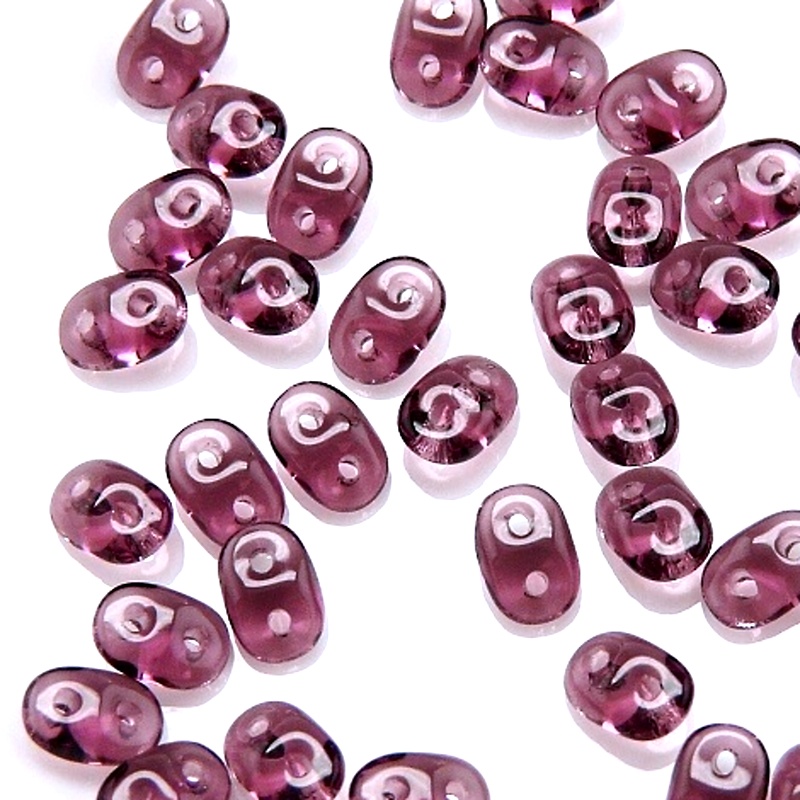 50pcs Czech Two Hole Pressed Glass Matubo SuperDuo Seed Beads 2,5x5mm Amethyst