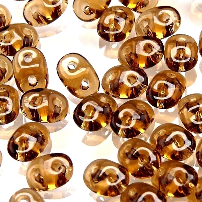 50pcs Czech Two Hole Pressed Glass Matubo SuperDuo Seed Beads 2,5x5mm Smoked Topaz