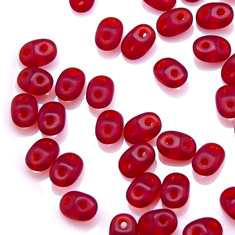 50pcs Czech Two Hole Pressed Glass Matubo SuperDuo Seed Beads 2,5x5mm Ruby Matte