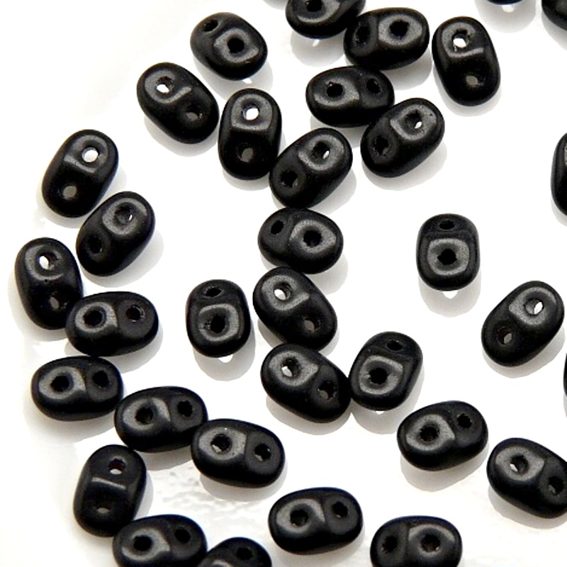 50pcs Czech Two Hole Pressed Glass Matubo SuperDuo Seed Beads 2,5x5mm Jet Matte