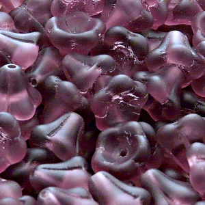 10pcs Czech Pressed Glass Bell Flowers Beads 11x13mm Amethyst Matte