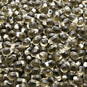 80pcs Czech Pressed Glass Teardrop Beads 4x6mm Black Diamond