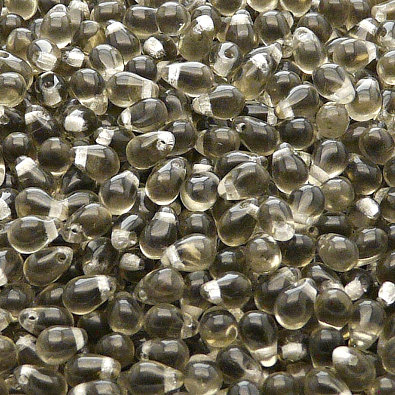 80pcs Czech Pressed Glass Teardrop Beads 4x6mm Black Diamond