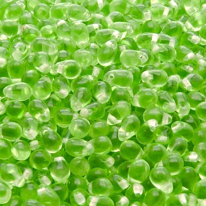 80pcs Czech Pressed Glass Teardrop Beads 4x6mm Green Peridot
