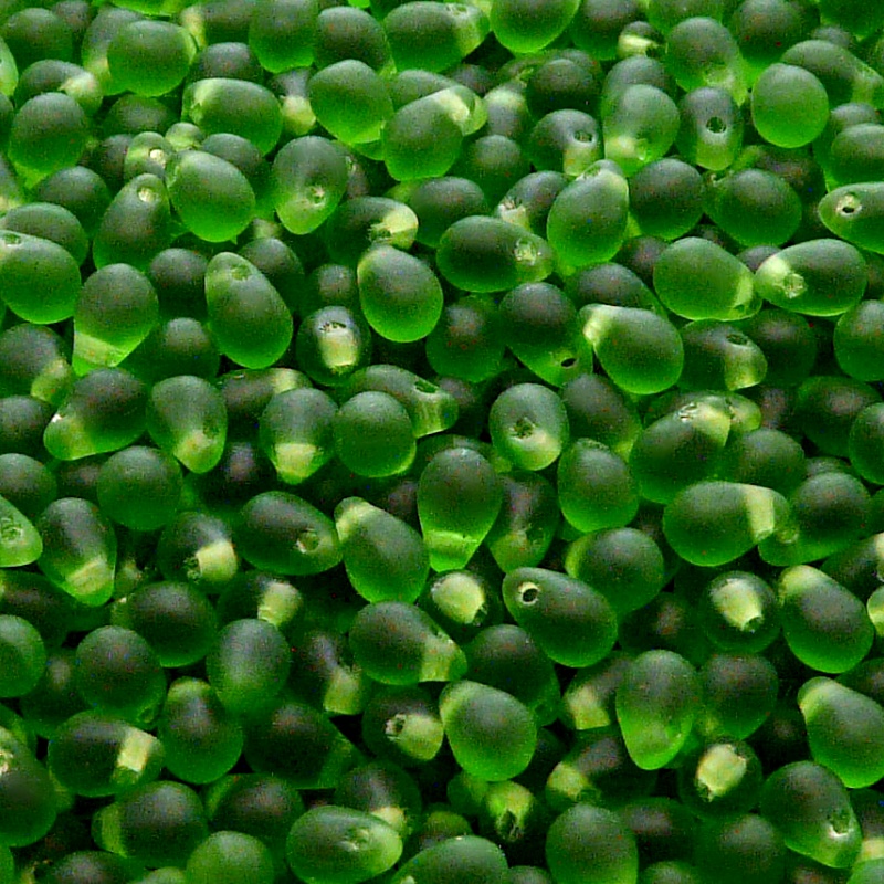 80pcs Czech Pressed Glass Teardrop Beads 4x6mm Chrysolite Matte