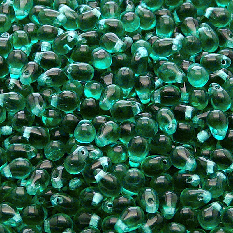 80pcs Czech Pressed Glass Teardrop Beads 4x6mm Emerald