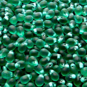 80pcs Czech Pressed Glass Teardrop Beads 4x6mm Emerald Matte