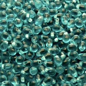 80pcs Czech Pressed Glass Teardrop Beads 4x6mm Green Aquamarine