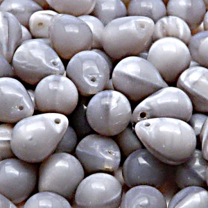 10pcs Czech Pressed Glass Teardrop Beads 10x14mm Light Violet Opal (21350)