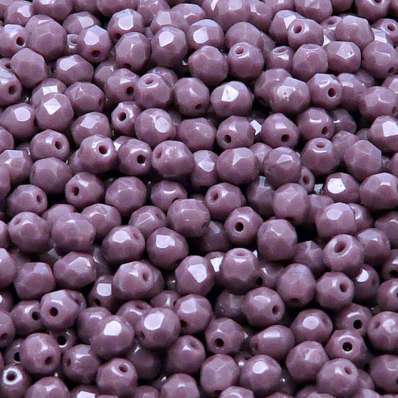100pcs Czech Fire Polished Faceted Glass Beads Round 4mm Opaque Amethyst