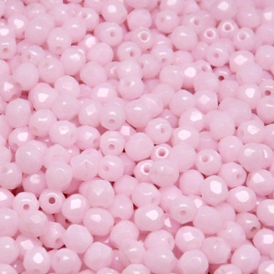 100pcs Czech Fire Polished Faceted Glass Beads Round 4mm Light Pink Opal