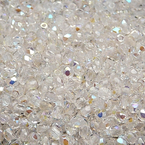 100pcs Czech Fire Polished Faceted Glass Beads Round 3mm Crystal AB