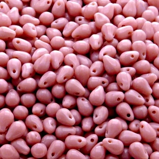 50pcs Czech Pressed Glass Teardrop Beads 4x6mm Opaque Pink