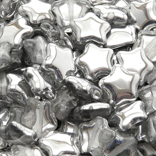 25pcs Czech Pressed Glass Star Beads 12mm Crystal Labrador (Aluminium)