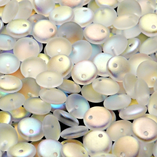 40pcs Czech Pressed Glass Lentil Beads 8mm Crystal AB Matte