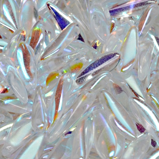 30pcs Czech Pressed Glass Dagger Beads 5x16mm Crystal AB