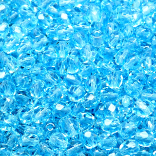 80pcs Czech Fire Polished Faceted Glass Beads Round 5mm Light Aquamarine